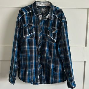 BKE Buckle Men’s Plajd Snap Down Athletic Fit Western Shirt Size XXL